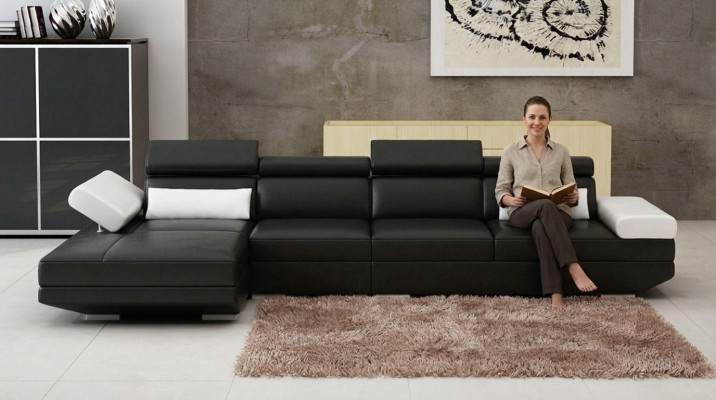 Ledersofa L-Form Couch Wohnlandschaft Ecksofa Garnitur Design Modern