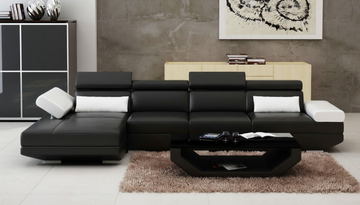 Ledersofa L-Form Couch Wohnlandschaft Ecksofa Garnitur Design Modern