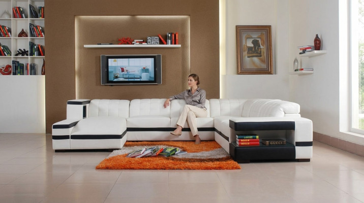 Designer Sofa Couch Ecksofa mit Hocker Garnitur Wohnlandschaft Polster