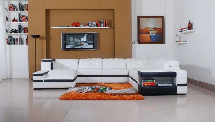 Designer Sofa Couch Ecksofa mit Hocker Garnitur Wohnlandschaft Polster