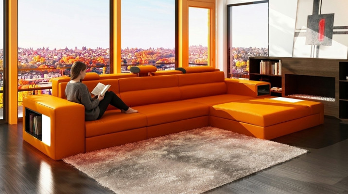 Designer Sofa Couch Garnitur Ecksofa mit Hocker Wohnlandschaft Polster