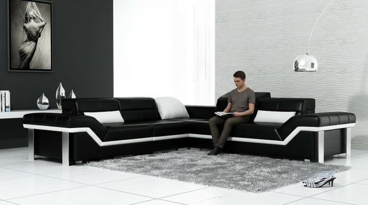 Ledersofa L-Form Couch Wohnlandschaft Ecksofa Garnitur Design Dekor Modern