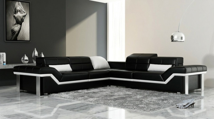 Ledersofa L-Form Couch Wohnlandschaft Ecksofa Garnitur Design Dekor Modern