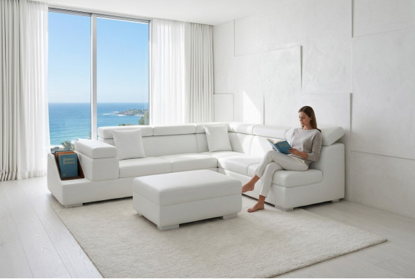Ecksofa L Form Sofa Couch Polster Sofas Wohnlandschaft Ledersofa Hocker