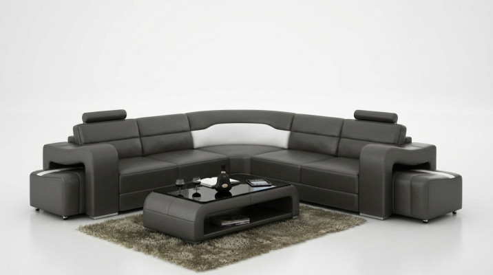 Ecksofa Sofa Couch Polster Wohnlandschaft Leder Eck Sofas Deko Garnitur