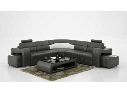 Ecksofa Sofa Couch Polster Wohnlandschaft Leder Eck Sofas Deko Garnitur