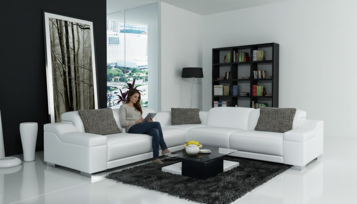 Ecksofa Sofa Couch Polster Wohnlandschaft Leder Eck Deko Sofas Garnitur