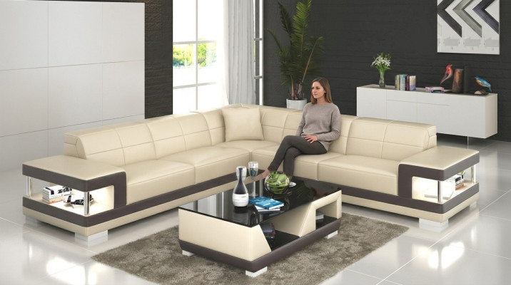 Ledersofa L-Form Couch Wohnlandschaft Ecksofa Garnitur Design Sofa