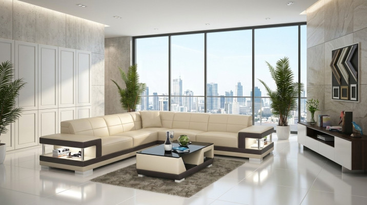 Ledersofa L-Form Couch Wohnlandschaft Ecksofa Garnitur Design Sofa