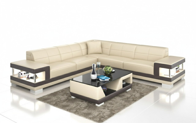 Ledersofa L-Form Couch Wohnlandschaft Ecksofa Garnitur Design Sofa