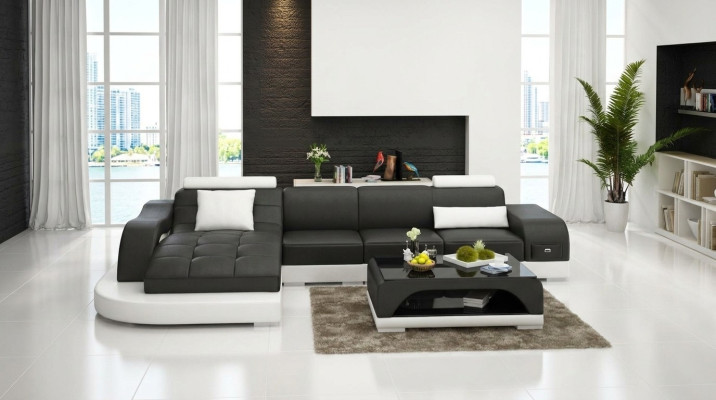 Ecksofa Leder Sofa Couch Polster Eck Sitz Wohnlandschaft Garnitur L-Form