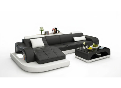 Ecksofa Leder Sofa Couch Polster Eck Sitz Wohnlandschaft Garnitur L-Form