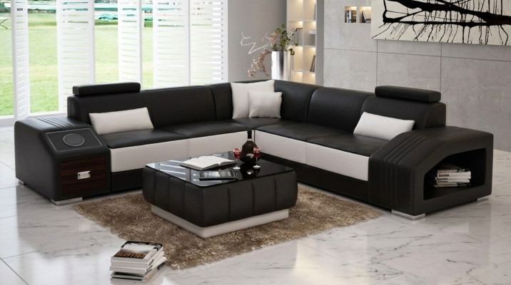 Ledersofa L-Form Couch Möbel Wohnlandschaft Ecksofa Garnitur Design