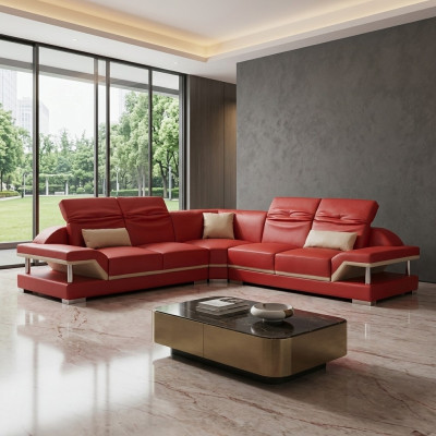 L Form Leder Wohnlandschaft Couch Polster Sitz Ecksofa Sofa Wohnzimmer