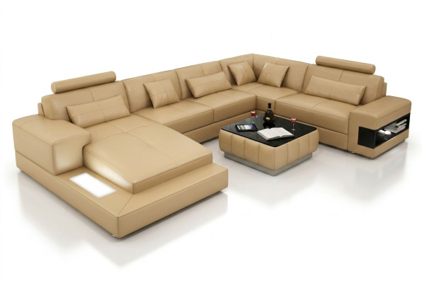 Ecksofa Ledersofa Polster Wohnlandschaft Couch Sofa Eckgarnitur U Form