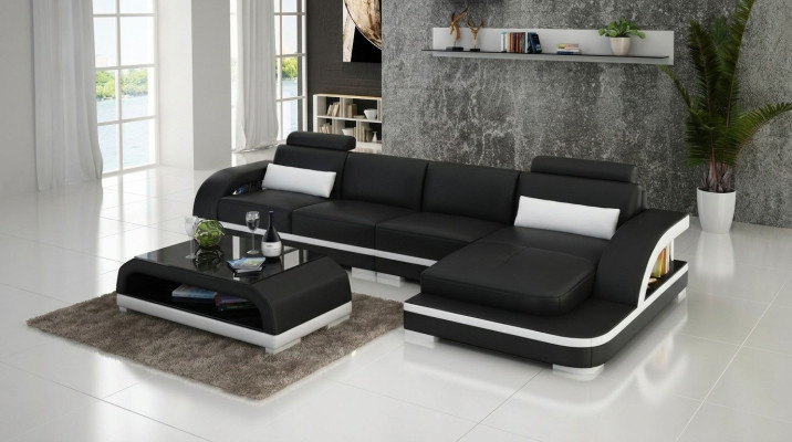 Ledersofa L-Form Couch Wohnlandschaft Ecksofa Dekor Garnitur Design Modern