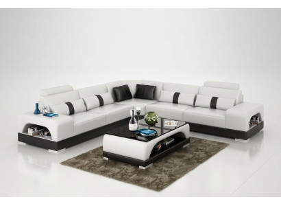 Couch Ecksofa Leder Wohnlandschaft Garnitur Design Deko Modern Sofa L-Form