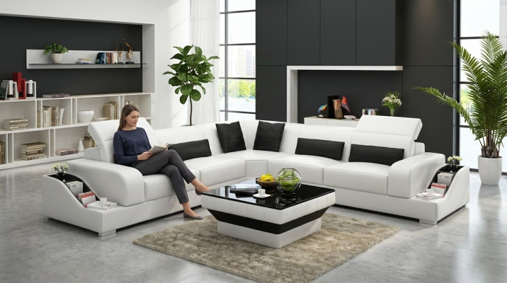 Ecksofa Leder Sofa Couch Polster Eck Wohnlandschaft Sitz Garnitur L Form