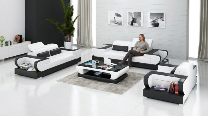 Luxuriöse Sofagarnitur Wohnzimmer Garnitur Leder Polster Couchen Sofa