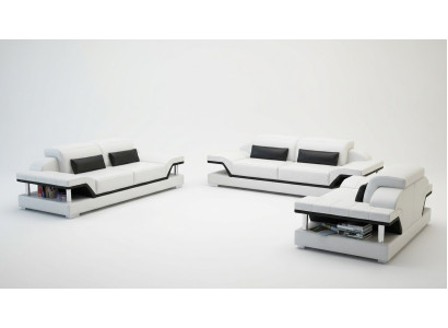 Leder Polster Couchen Sofa Luxuriöse Sofagarnitur 3+2 + Couchtisch Garnitur Neu