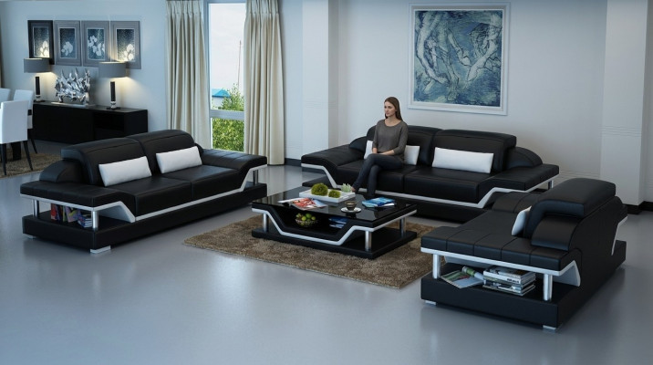 Sofagarnitur Komplett Set Wohnzimmer Garnituren 3+1+1 Sitzer Sofa Polster