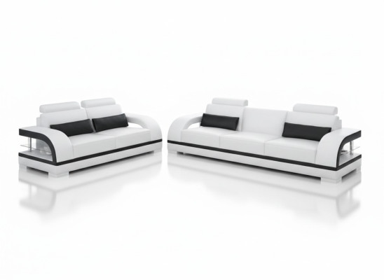 Luxuriöse Sofagarnitur Leder Polster Couchen Sofa Wohnzimmer 3+2 Set