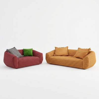 Luxuriöse Sofagarnitur Textil Polster Couchen Sofa Wohnzimmer 3+2 Set