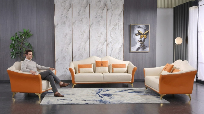 Sofa mit Polster Leder Couch Sitz Komplett Set Moderne Garnitur 3+2 Sitzer