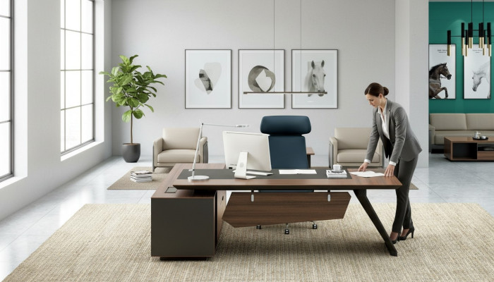 Home Office Schreibtisch Büro Einrichtung Tisch mit Schubladen Arbeitszimmer