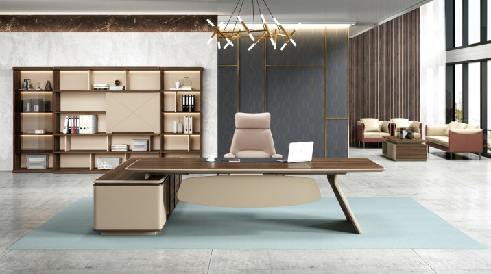 Eleganter Schreibtisch und Großer Büroschrank im zeitgenössischen Design