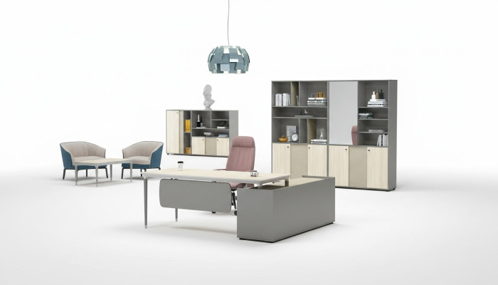 Luxuriöses 2-teiliges Büromöbelset Ecktisch + Aktenschrank für die Aufbewahrung von Dokumenten