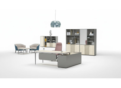 Luxuriöses 2-teiliges Büromöbelset Ecktisch + Aktenschrank für die Aufbewahrung von Dokumenten