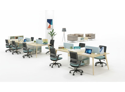 Büro Möbel Einrichtung Tische Holz Tisch 4 Arbeitsplätze Schreibtisch