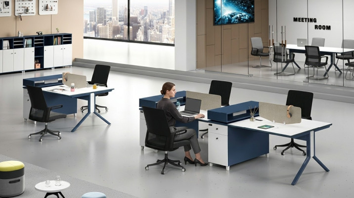 Tisch Büro Möbel Einrichtung Tische Callcenter Holz 4 Arbeitsplätze