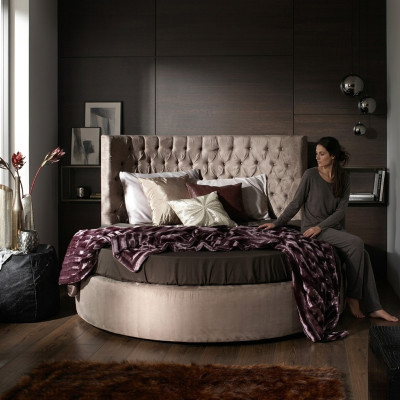 Runde Chesterfield Luxus Rund Bett Klassische Hotel Samt Textil Leder Betten Neu
