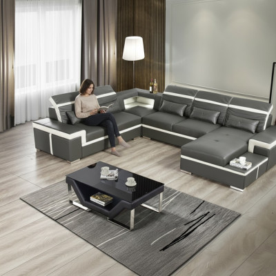 Sofas U Form Sofa Couch Polster Garnitur Wohnlandschaft Design Ecksofa Leder Neu