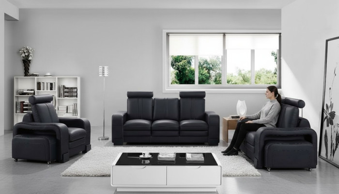 Design Ledersofa Couch Garnituren 3+2+1 Sitzer Garnitur Sofagarnitur Sofa