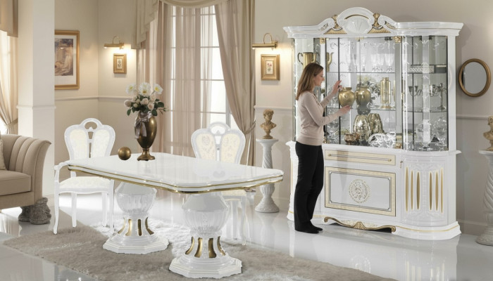 Esszimmer Komplett Garnitur Tisch Anrichte Set Vitrine Holz Barock Vitrinen 2tlg