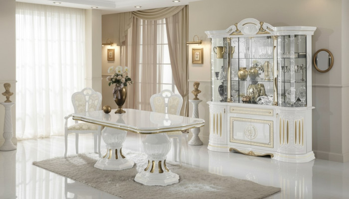 Esszimmer Komplett Garnitur Tisch Anrichte Set Vitrine Holz Barock Vitrinen 2tlg