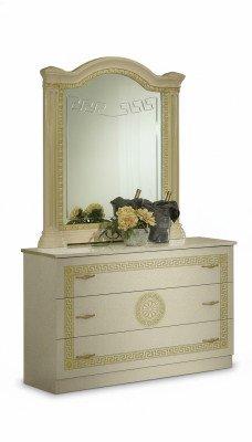 Spiegel Kommode Schrank Kommoden Schlafzimmer Set Holz Klassischer Stil 2tlg.