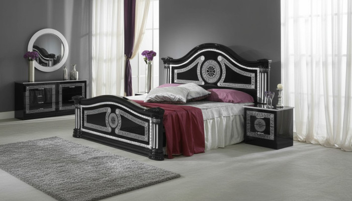 Bett 2x Nachttische 3tlg. Italienische Möbel Schlafzimmer Betten Holz Neu Set