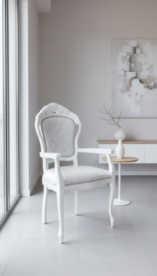 Stuhl Weiß Silber Design Wohnzimmer Esszimmer Holz Stühle Polster Made in Italy
