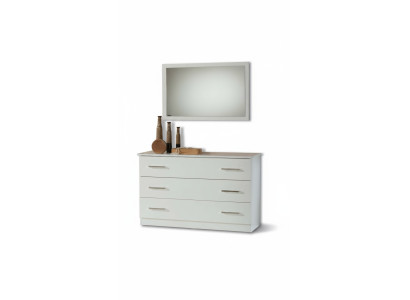 Schmink Tische Konsolen Tisch Side Board Zimmer Holz Spiegel + Kommode 2tlg. Set