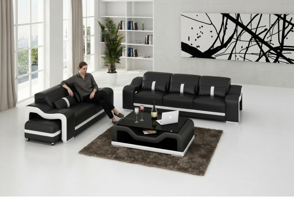 Moderne Sofagarnitur 3+2 Sitzer Sofa Couch Polster Garnitur Couchen Leder