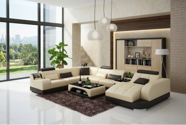 Ledersofa Designer Sofa U Form Wohnlandschaft Couch Polster Ecksofa
