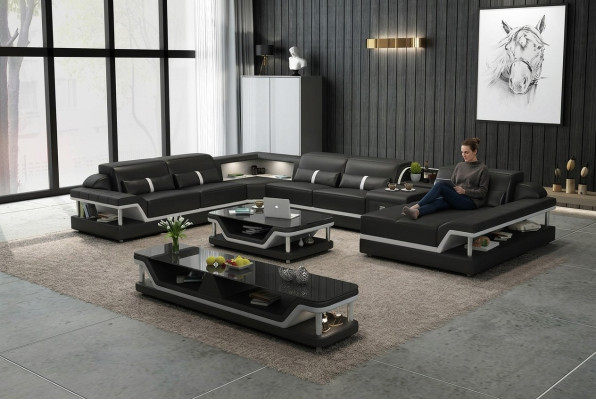 Designer Wohnlandschaft U-Form Couch Ecksofa Polster Garnitur Eckgarnitur