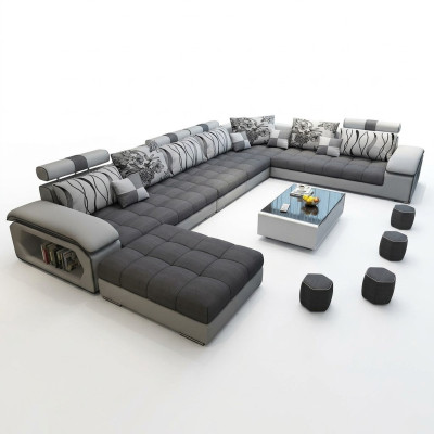 Wohnlandschaft Ecksofa UForm Sofa Couch Leder Design Couch Textil