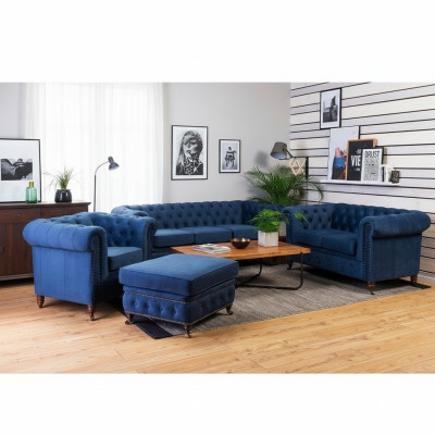 Luxus Chesterfield Designer Couchen Leder Sofa Textil Stoff xxl big couchen 3tlg