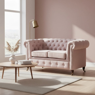 Luxus 2 Sitzer Couch Polster Sofa Textil Stoff Couchen Garnitur Chesterfield Neu