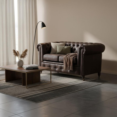 Zweisitzer Chesterfield Textil Couch Polster 2 Sitzer Sofas Couchen schwarze Neu